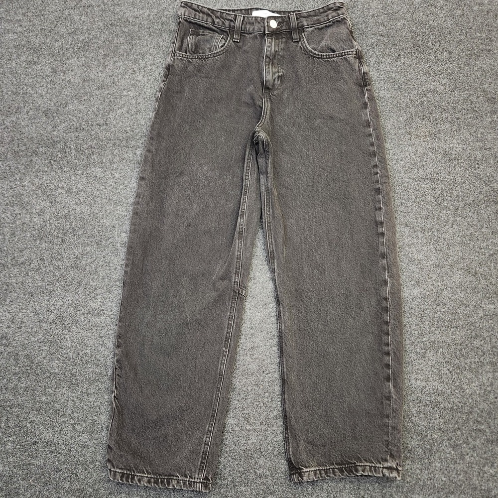 MNG Mango Womens 6 Black Faded Wash Barrel Leg Denim High Rise Jeans Baggy